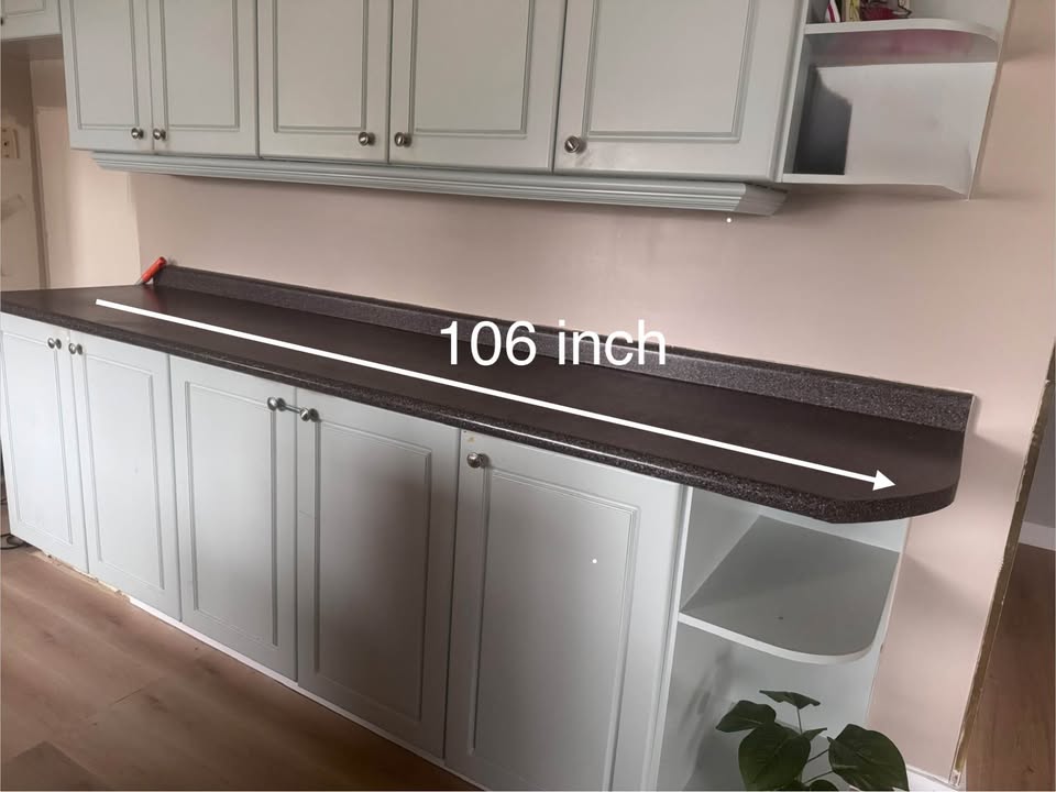 Laminate Kitchen Countertop with Stainless Steel Double Sink and Faucet